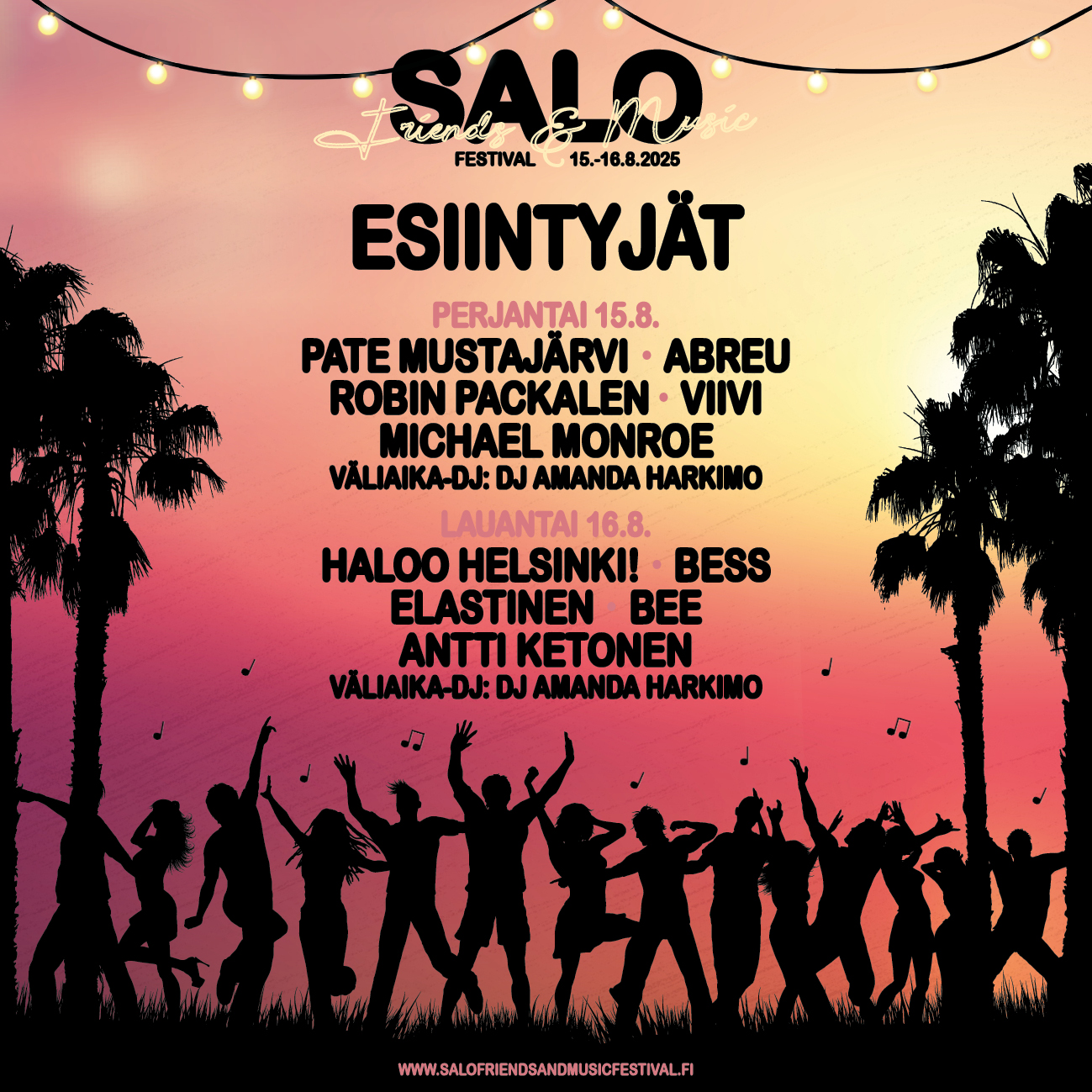 Kesän 2025 Salo Friends & Music Festivalien esiintyjät on julkaistu!