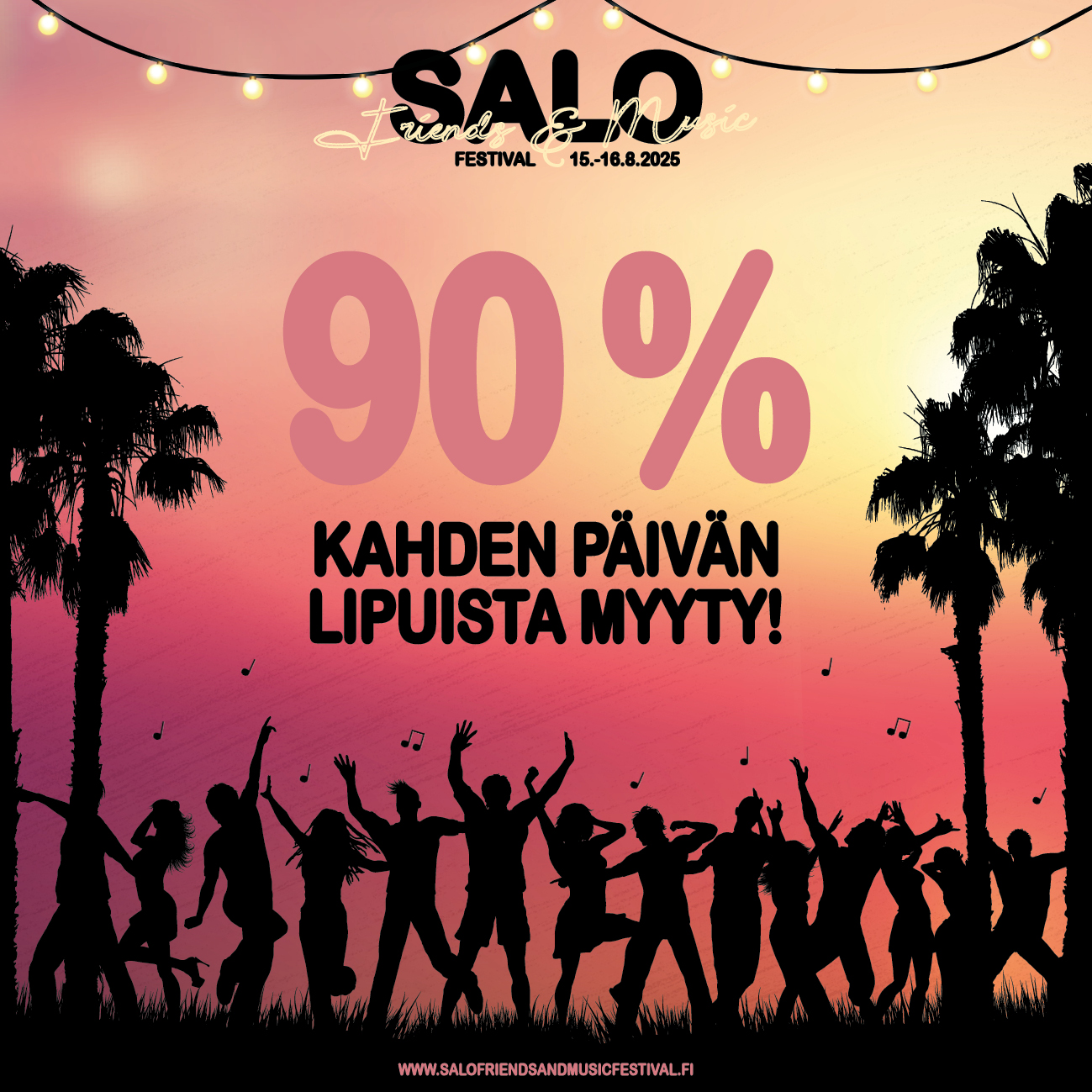 Nyt jo 90 % kaikista kahden päivän lipuista on löytänyt omistajansa!