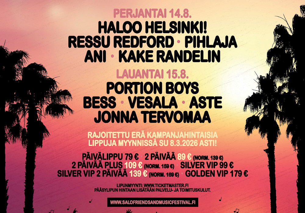 Huippusuosittu Salo Friends & Music Festival juhlitaan elokuussa 2026!